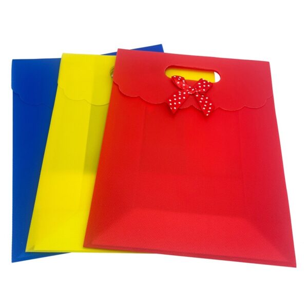 Plastic Fold Over Gift Bag with Bow Assorted