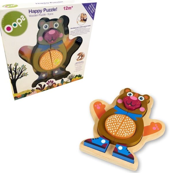 oops 9pc wooden puzzle bear
