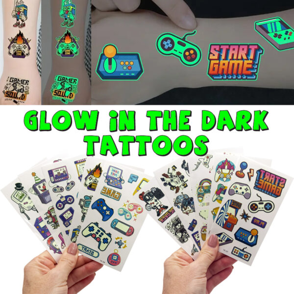 Glow in the Dark Gamer Tattoo Strip Assorted