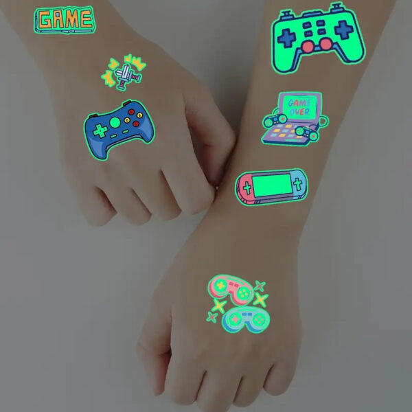 Glow in the Dark Gamer Tattoo Strip Assorted